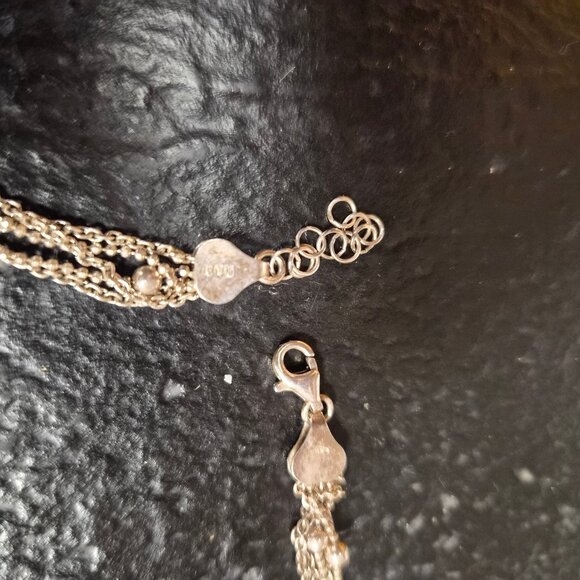 Sterling Silver 5 Layer Necklace Italian 925 BSI Multi Strand Adjustable Chain - Picture 4 of 6